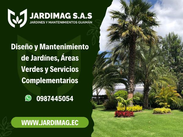 Jardimag S.A.S, Diseño de Jardines y Áreas Verdes, Mantenimeinto de Áreas Verdes y Parques, Siembra y Poda de Árboles, Sistemas de Riego Automizado, Huertos Orgánicos y Techos Verdes, Control Fitosanitario, Desalojo de Residuos Vegetales