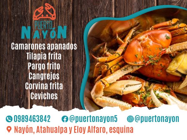 Comida del mar, mariscos, camarones apanados, ceviches, pargos fritos, tilapia frita, cangrejos, picaditas de pescado, camaron, concha, corvina, colada morada, jugos