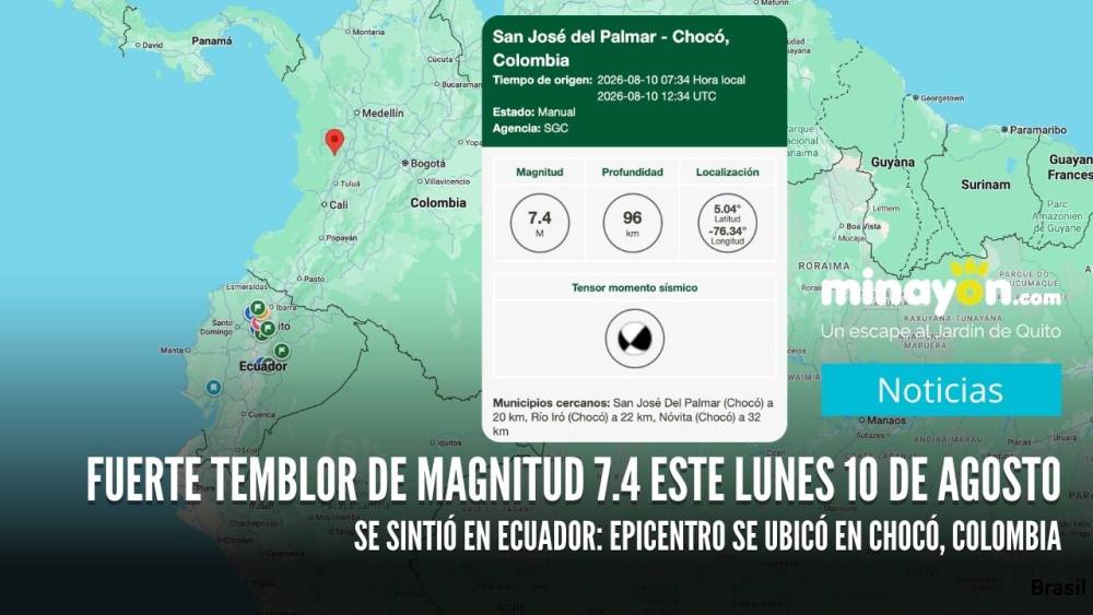 Fuerte temblor de magnitud 7.4 este lunes 10 de agosto se sintió en Ecuador: epicentro se ubicó en Chocó, Colombia