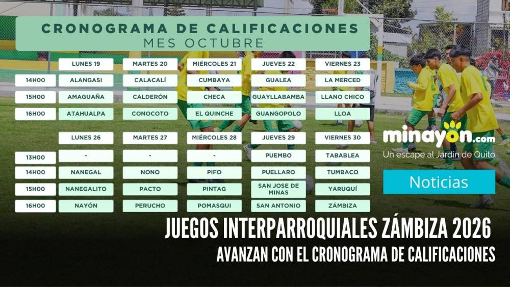 Juegos Interparroquiales Zámbiza 2026 avanzan con el cronograma de calificaciones