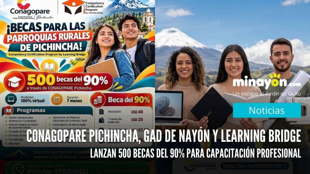CONAGOPARE Pichincha, GAD de Nayón y Learning Bridge lanzan 500 becas del 90% para capacitación profesional