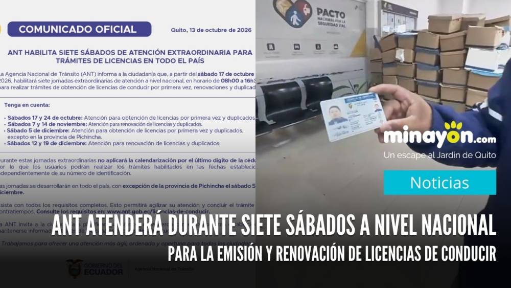 ANT atenderá durante siete sábados a nivel nacional para la emisión y renovación de licencias de conducir