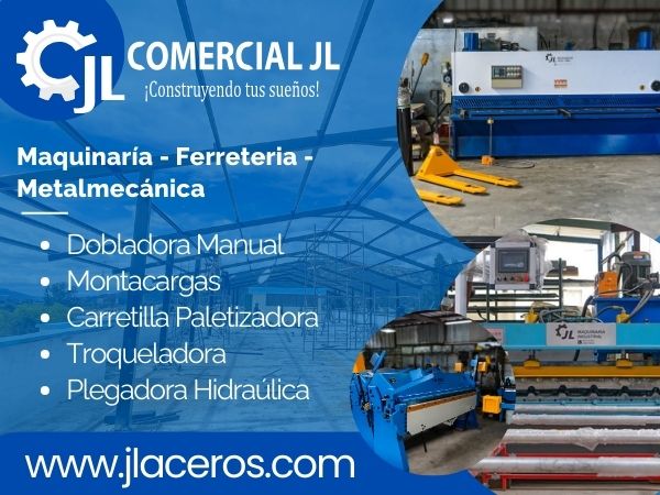 Maquinaria Industrial, Metalmecánica, Equipos Industriales, Montacargas, Cizalla de Corte, Dobladora Manual, Ferretería, Dobladora Manual de Muelas T/Niagra, Troqueladora, Plegadora Hidraúlica, Paneles de Tool, Techos Metálicos