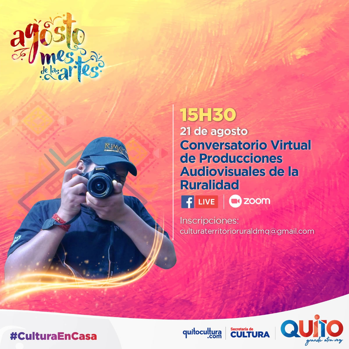 Agosto mes de las Artes - Conversatorio Virtual de Producciones Audiovisuales de la Ruralidad