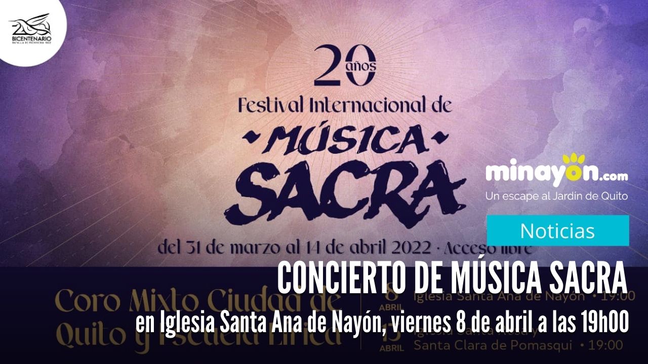 Concierto de Música Sacra en Nayón, viernes 8 de abril a las 19h00